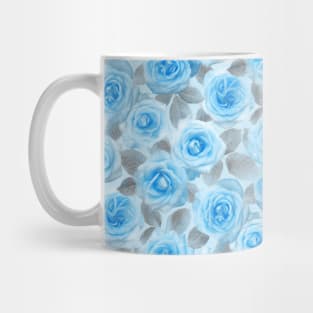 Painted Roses in Blue & Grey Mug